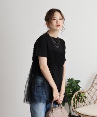 atONE/アットワン atONE プリーツチュールドッキングTシャツ/506834361
