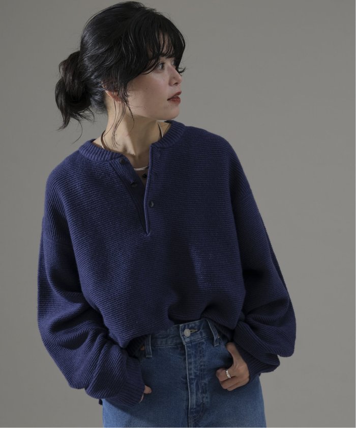 セール】HAMILTON WOOL ガーター ヘンリーネックニット セール】HAMILTON WOOL ガーター ヘンリーネックニット