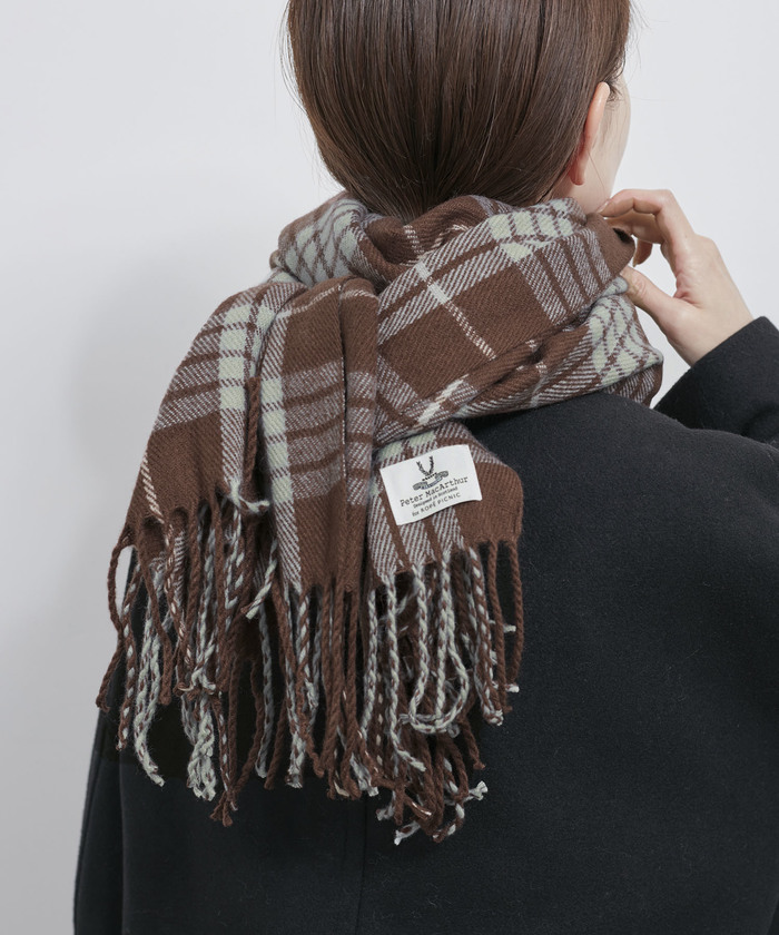 未使用】UNITED ARROWS ウールマフラー ナチュラル スコットランド
