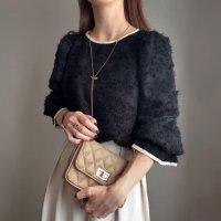 FILLOU/フィルー FILLOU FILLOU 配色パイピングフラワージャガードトップス/506842594