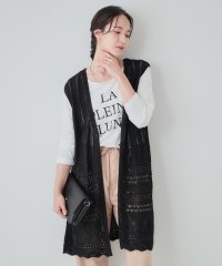 SHOO・LA・RUE/【2点セット】透かし編みジレ＋長袖ロゴT/506843028