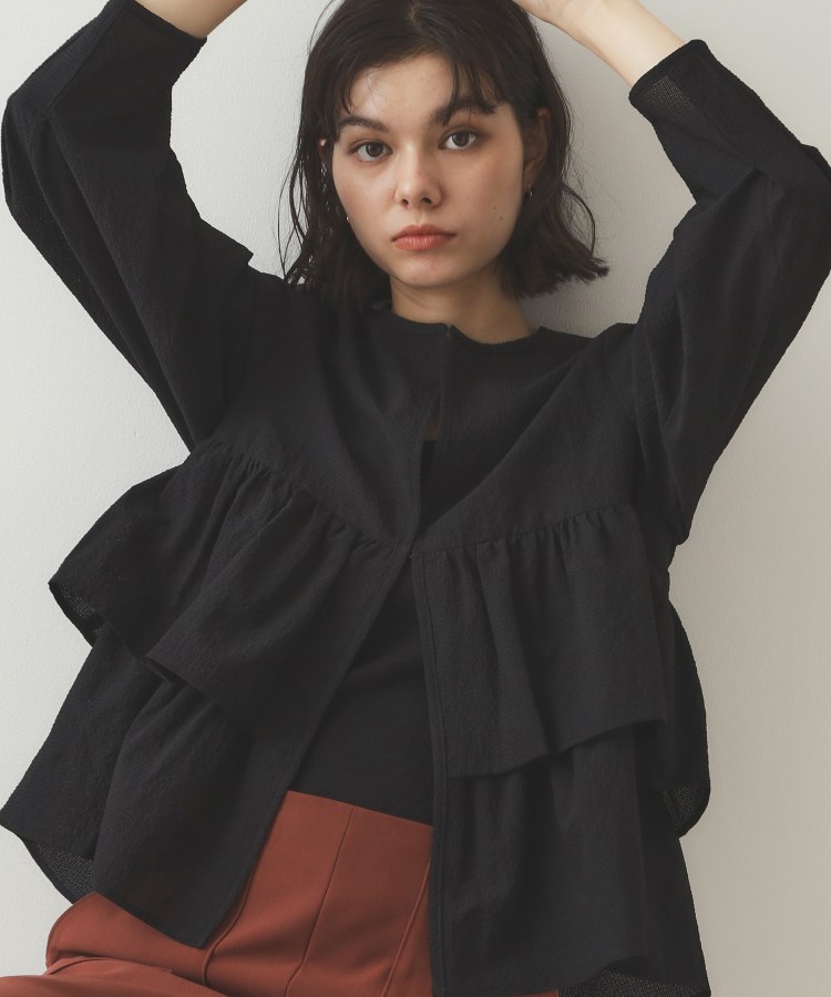 【GALLEST 】バルーンペプラム半袖ブラウス　オペックドットクリプ GALLEST 】バルーンペプラム半袖ブラウス オペックドットクリプ