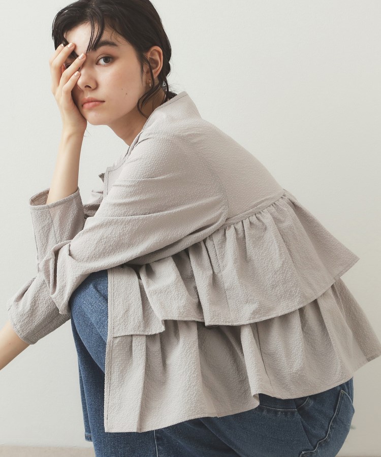 【GALLEST 】バルーンペプラム半袖ブラウス　オペックドットクリプ GALLEST 】バルーンペプラム半袖ブラウス オペックドットクリプ