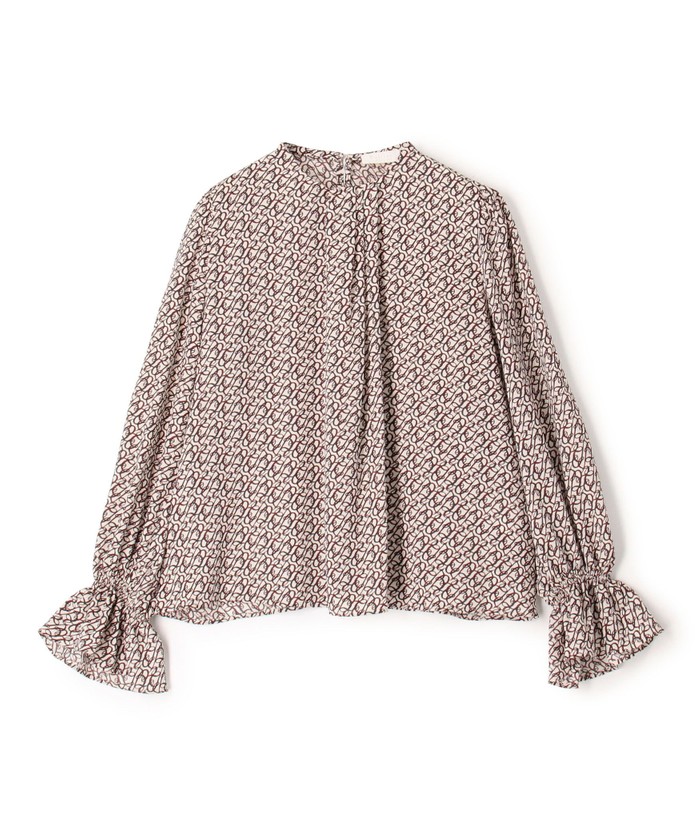セール 30%OFF】BBカリグラフィプリント タックネックブラウス