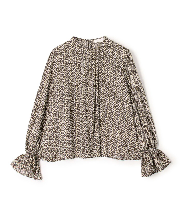 Ballsey★美品★BBカリグラフィプリント タックネックブラウス セール 30%OFF】BBカリグラフィプリント タックネックブラウス