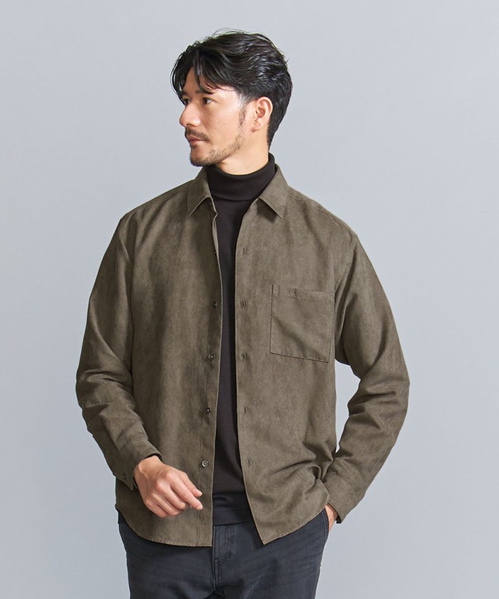 WEB限定 WARDROBE SMART】スエードライク シャツ(506723104 WEB限定 WARDROBE SMART】スエードライク シャツ(506723104