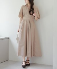 OLIVE des OLIVE/袖フレアスキッパーワンピ　ワンピース　ロングワンピース　オフィス　きれいめ　半袖　夏/506824304