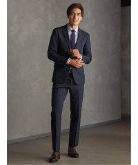 TAKA-Q/ストレッチウォッシャブル スリムフィット 2ボタン2ピーススーツ チェック紺 メンズ セットアップ ジャケット ビジネス カジュアル 通勤 仕事/506850832