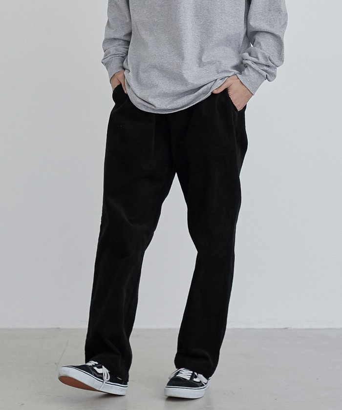 【新品未使用】B.T.S.J. ストレートパンツ S 黒/緑 新品未使用】B.T.S.J. ストレートパンツ S 黒/緑