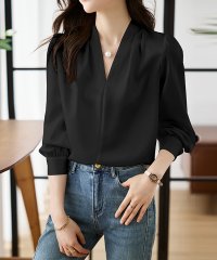 miniministore/ミニミニストア miniministore サテン風シャツブラウス Vネックトップス/506855672