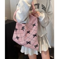 miniministore/ニットトートバッグ リボン柄ニット編み鞄/506855673