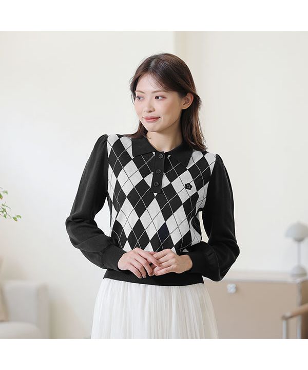MARY QUANT マリークワント バイカラーデイジーポロ長袖 プルオーバー MARY QUANT ONLINE SHOP｜マリークヮントオンラインショップ