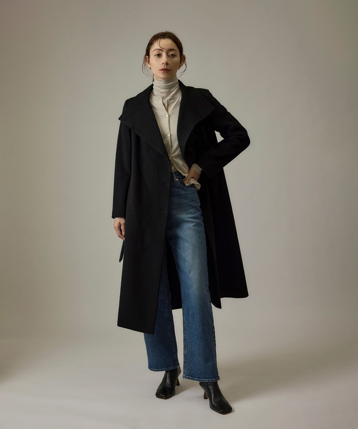 アプワイザーリッシェ バックフレアステンカラーコート チャコールS アルページュ アプワイザーリッシェ バックフレアステンカラーコート