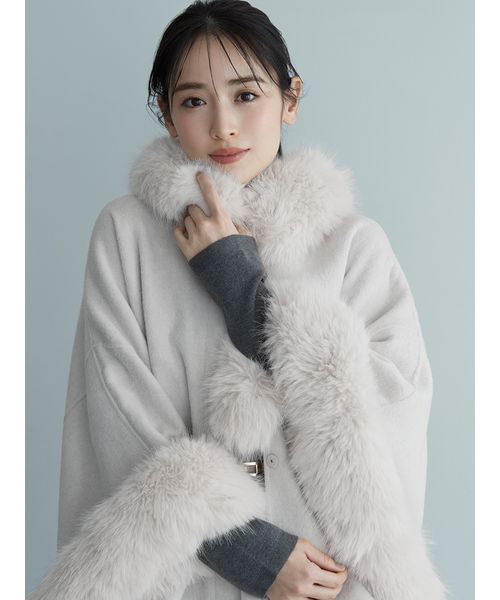 【SNIDEL】2024冬新作　ファー付きミドルケープコート SNIDEL】2024冬新作ファー付きミドルケープコート