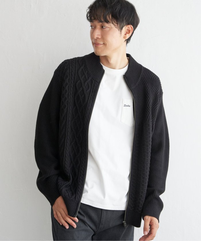 【大人気】ブラックアイパッチ　カーディガン　刺繍　ストライプ　即完売　XL BEPFW24TP23-blk-01.jpg