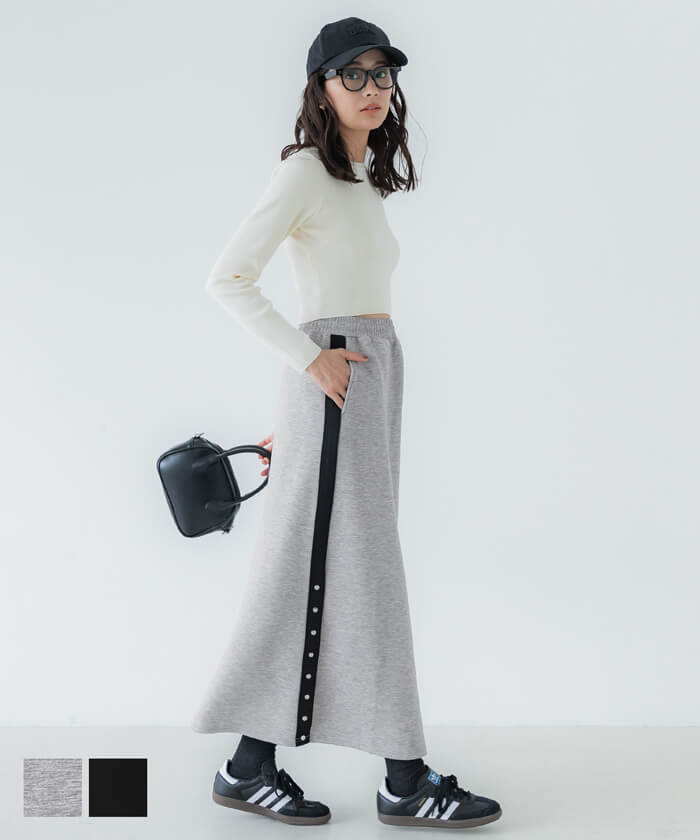 ☆VOLVIC GOLF☆ ボールビック韓国　サイドスリットHラインスカート Hラインカラーキュロット/スカート（GREY） – 00A GOLF SHOP