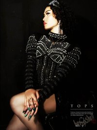 bombshell/ボムシェル bombshell 長袖カットソー パール キラキラ ビジュー ストーン シースルー トップス ステージ衣装 豪華 インポート 映え bombshe/506859566