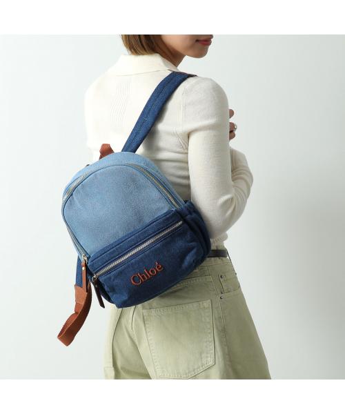 セール】Chloe KIDS バックパック C20280 ロゴ刺繍 デニム セール】Chloe KIDS バックパック C20280 ロゴ刺繍 デニム
