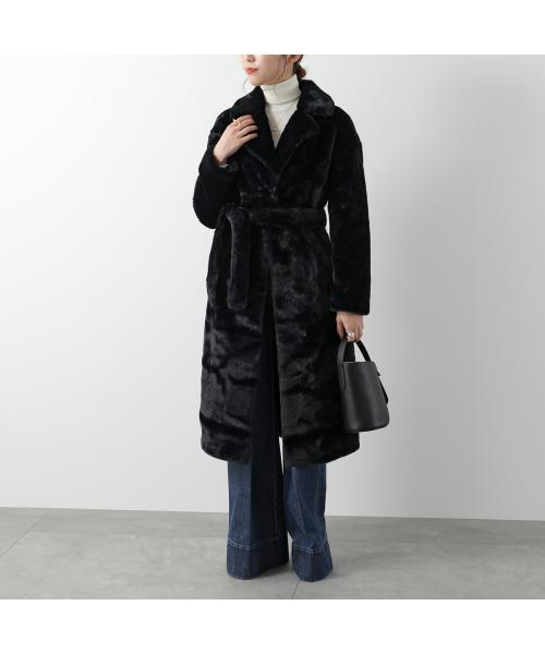 [特別価格]Herno フェイクファーコート ブラック ベルト付き HERNO ヘルノ ダウンジャケット LADY FAUX FUR レディフェイク
