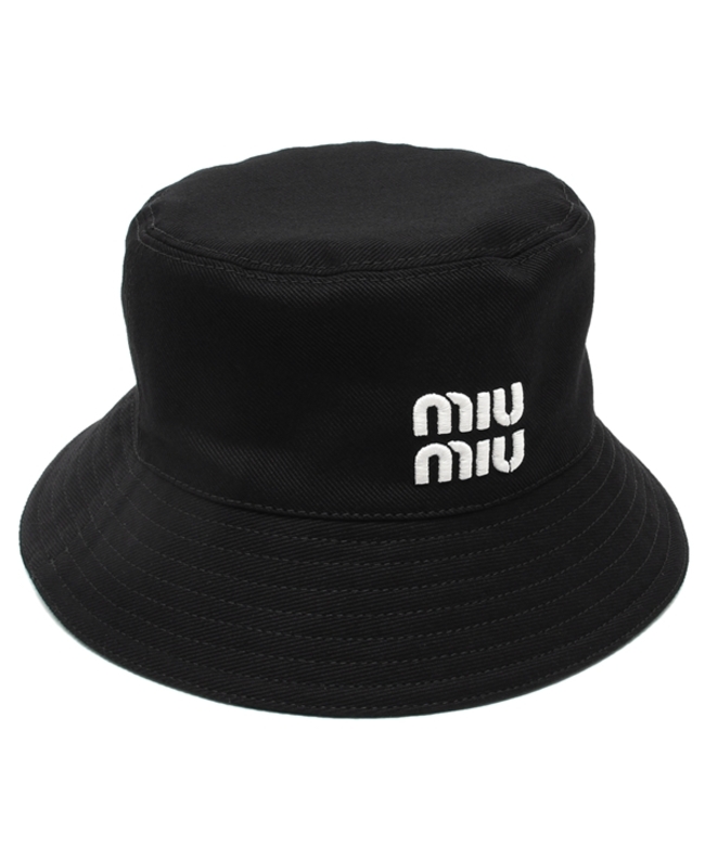 国内即発】MIU MIU ロゴ ベルベットバケットハット (MiuMiu