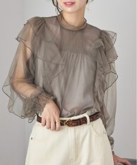 MAISON BREEZE reveur/MAISON BREEZE reveur チュール レース フリルブラウス シアートップス ブラウス 透け感 長袖 バルーンスリーブ trc/506521102