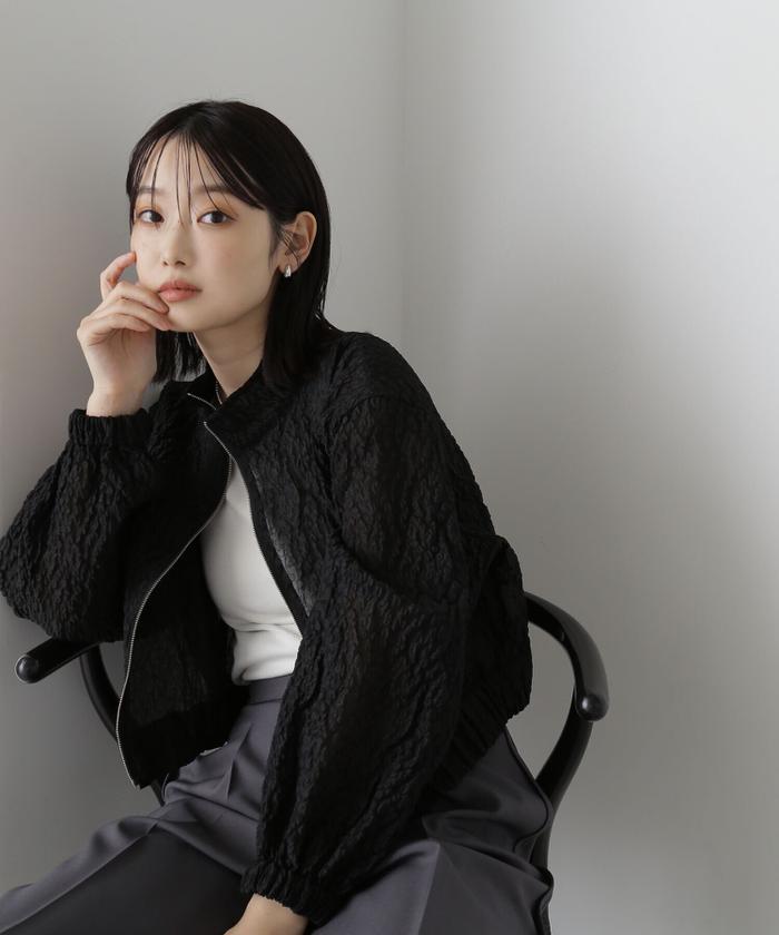 Freneふくれジャガードバルーン袖ブルゾン Jacket – Frene