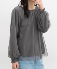 GLACIER/グラシア GLACIER チュールトップス トップス カットソー 長袖 チュール フェミニン 体型カバー/506860154