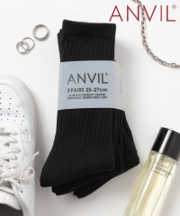 ANVIL/アンヴィル ANVIL 「消臭加工」パイル 3足セット 3パック クルー ソックス 靴下 /3P Crew Socks/ANS050 アンビル アンヴィル/504600523