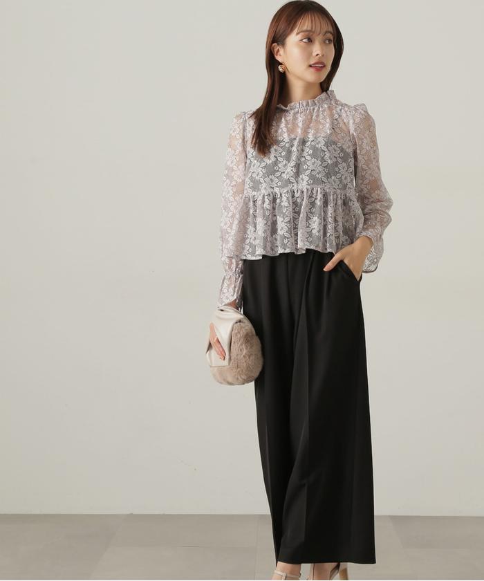 【ボディドレッシング】レースセットアップ＊未使用品 セール 30%OFF】2wayレースペプラムセットアップ 24AW(506859275