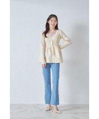 tocco closet/トッコクローゼット tocco closet リボン＆パール付きストレッチデニムパンツ/506854822