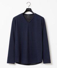 MICHEL KLEIN HOMME/《日本製》千鳥柄Vネック長袖カットソー/506864340