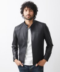 MICHEL KLEIN HOMME/クロス柄スムースレザーブルゾン/506864343