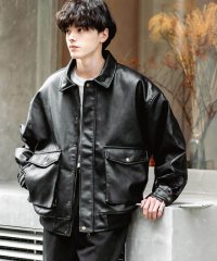 Rocky Monroe/ロッキーモンロー Rocky Monroe ブルゾン フライトジャケット メンズ アウター ミリタリー Aー2 中綿 ライダース 合成皮革 PU ヴィーガンレザ/506865270
