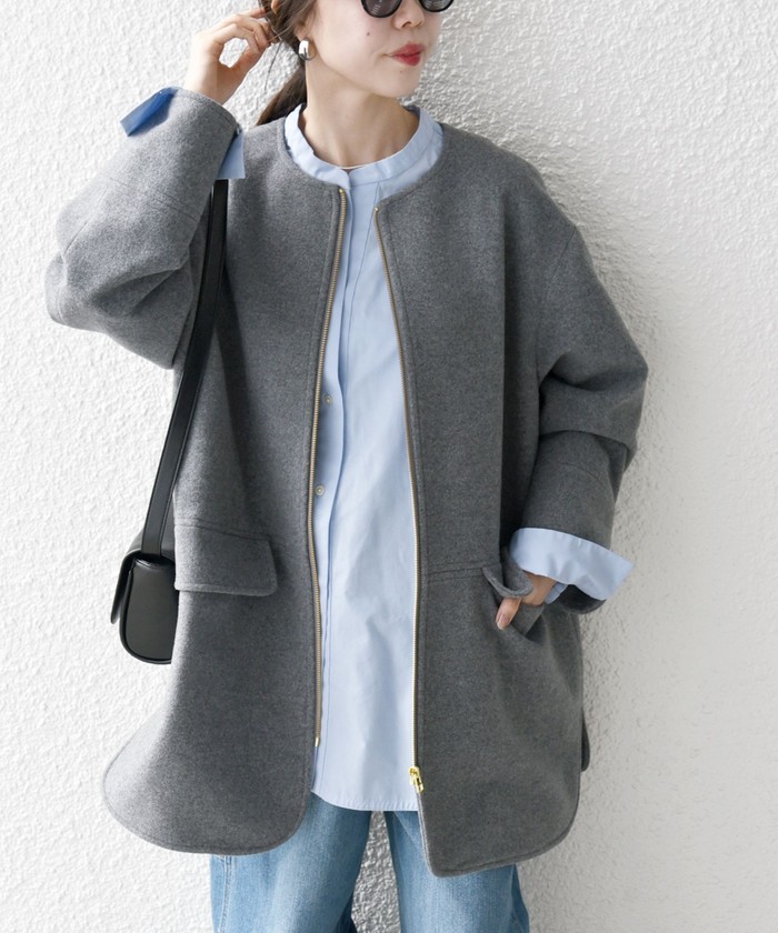 セール 30%OFF】SHIPS any: SUPER100 ノーカラー ジップ セール 30%OFF】SHIPS any: SUPER100 ノーカラー ジップ