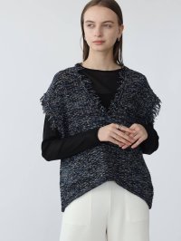 Aga/アーガ Aga ラメ糸ミックスヤーンフリンジニットベスト/506866079