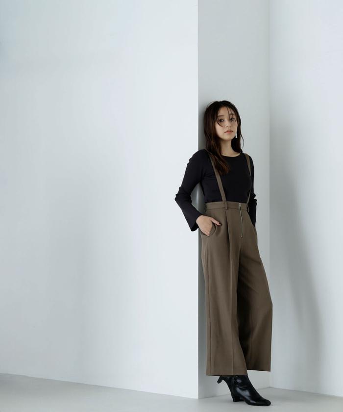 セール 50%OFF】サス付フロントジップワイドパンツ(506864546