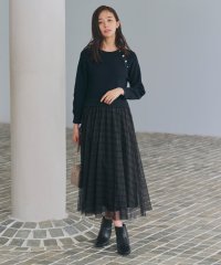 grove/金ボタン付き片畦チュールドッキングワンピース/506867081