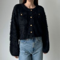 Louere/ルエレ Louere Louere ゴールドボタンシャギーニットカーディガン/506726643