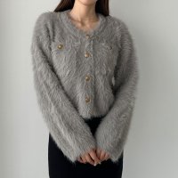 Louere/ルエレ Louere Louere ゴールドボタンシャギーニットカーディガン/506726643