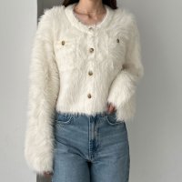 Louere/ルエレ Louere Louere ゴールドボタンシャギーニットカーディガン/506726643