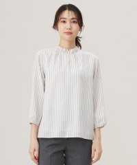 J.PRESS LADIES（LARGE SIZE）/プロビスストライプチェック フリルネック カットソー/506854102