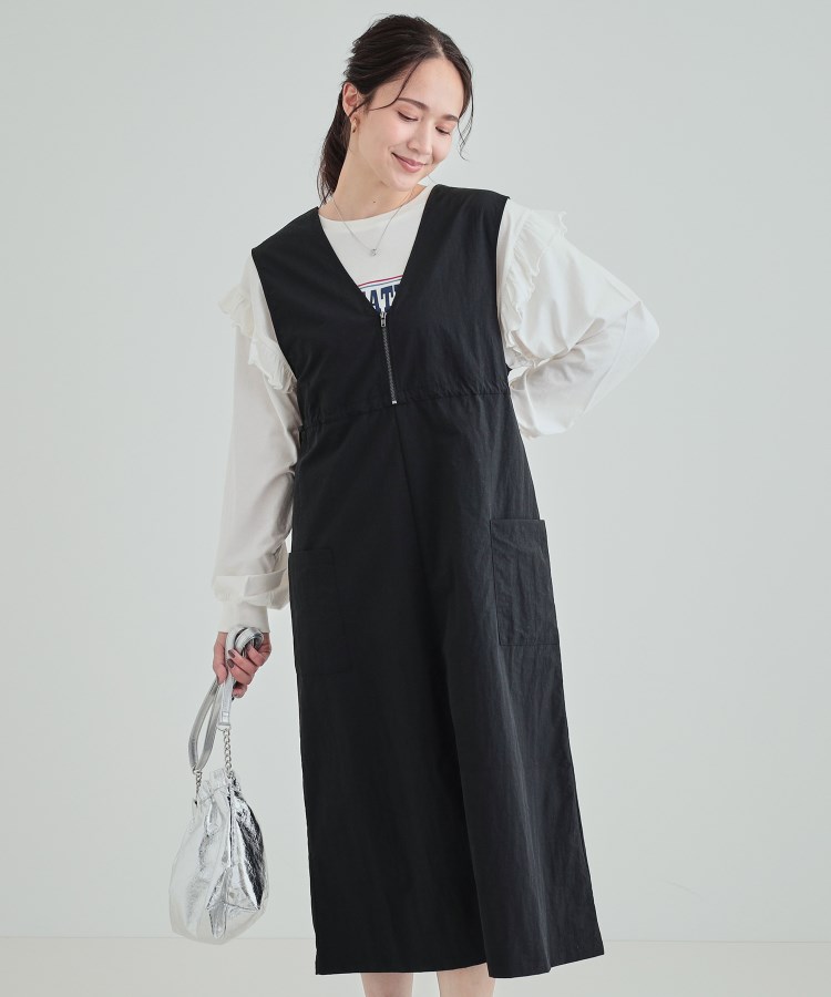新品 レース Vネック ジャンスカ 黒 ミックス グレー レースVネックジャンスカ（ワンピース）｜JUSGLITTY（ジャス