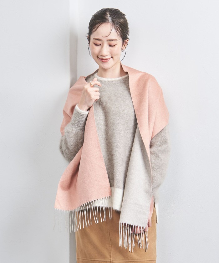 【新品未使用】PIACENZA マフラー ピンク×ベージュ 新品未使用】PIACENZA マフラー ピンク×ベージュ （piacenza