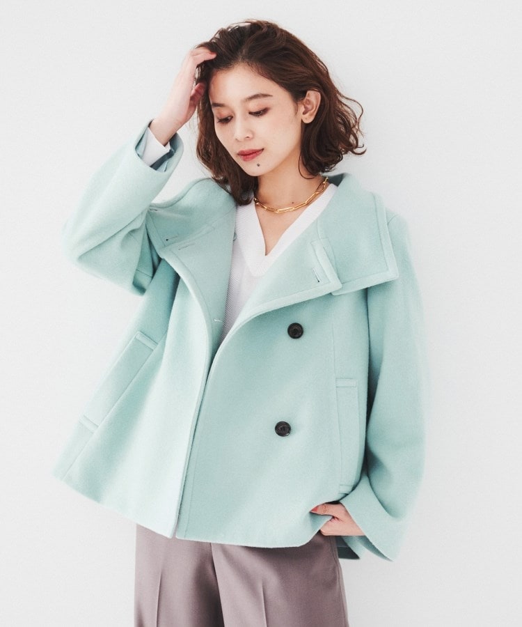 Drawer 2wayフォックス カシミヤ シルク レザー ショートコート