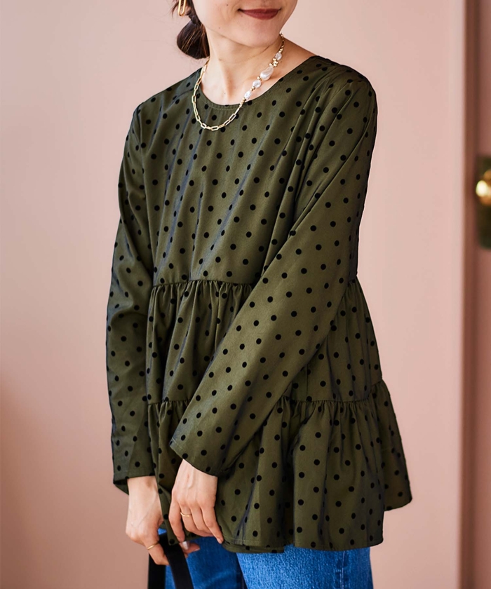 BEARDSLEY/ドットティアードブラウス 中古・古着通販】BEARDSLEY (ビアズリー) ドットティアード