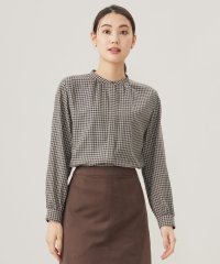 J.PRESS LADIES（LARGE SIZE）/【洗える】ポリエステルヴィスコースブロックチェック バンドカラー ブラウス/506733056