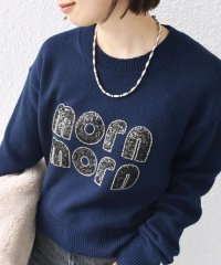 SHIPS WOMEN/【WEB限定】〈手洗い可能〉スパンコール ロゴ ニット/506873974