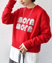 SHIPS WOMEN/【WEB限定】〈手洗い可能〉スパンコール ロゴ ニット/506873974