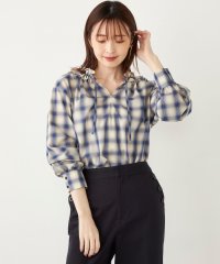 SHIPS Colors WOMEN/SHIPS Colors:〈手洗い可能〉オンブレチェック フリルネック ブラウス/506874328