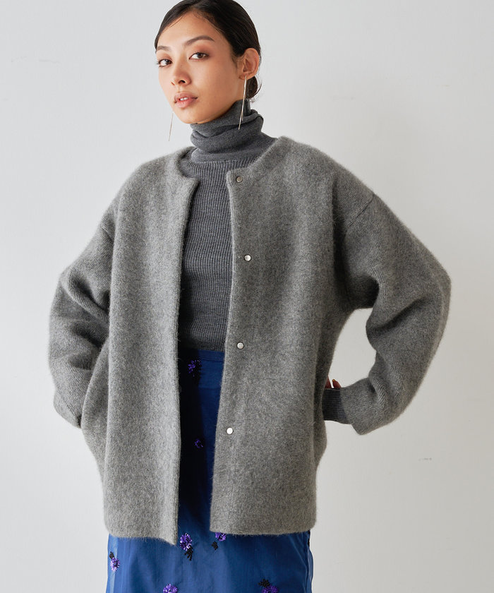 美品 Whim Gazette セッケツニットジャケット　ブラウン セール】セッケツニットジャケット(506874442) | ウィムガゼット
